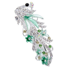Load image into Gallery viewer, 5 Colors Trendy Peacock Barrettes Crystal Flower Hairpins Headwear For Hair Women Romantic Headdress Wedding Hair Accessories for Brides and Bridesmaids
