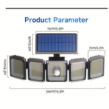 Load image into Gallery viewer, 5 Heads Solar 300 LED Light Outdoor Motion Sensor Waterproof Wide-angle Illumination Wall Lamp
