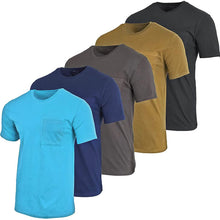 Load image into Gallery viewer, 5-Pack: Men's Cotton Crew Neck Pocket T-Shirts

