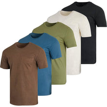 Load image into Gallery viewer, 5-Pack: Men's Cotton Crew Neck Pocket T-Shirts
