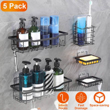 Load image into Gallery viewer, 5-Pack: Shower Caddy Shelves with 18 Inbuilt Hooks
