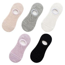 Load image into Gallery viewer, 5 Pairs Female Silicone non-slip invisible Socks Summer Solid Color Mesh Ankle Boat Socks Female Cotton Slipper No show Socks For Women
