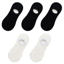 Load image into Gallery viewer, 5 Pairs Female Silicone non-slip invisible Socks Summer Solid Color Mesh Ankle Boat Socks Female Cotton Slipper No show Socks For Women
