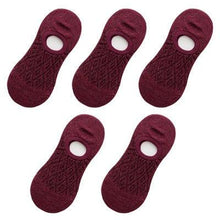 Load image into Gallery viewer, 5 Pairs Female Silicone non-slip invisible Socks Summer Solid Color Mesh Ankle Boat Socks Female Cotton Slipper No show Socks For Women
