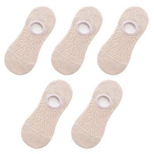 Load image into Gallery viewer, 5 Pairs Female Silicone non-slip invisible Socks Summer Solid Color Mesh Ankle Boat Socks Female Cotton Slipper No show Socks For Women
