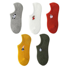 Load image into Gallery viewer, 5 Pairs Kawaii Cute Animal Print Socks Set Invisible Happy Fashion Ankle Funny Socks Set Girl Cotton Summer Silicone Non-slip Boat Socks Ankle Socks For Men And Women
