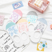 Load image into Gallery viewer, 5 pairs Summer Socks Female Cartoon Animal Bear Mouse Socks Cute Funny Invisible Cotton Ankle Socks For Women
