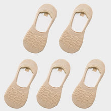 Load image into Gallery viewer, 5 Pairs Women Cotton Low Cut Socks Solid Snowflake Soft Summer Silicone Non-slip Deep Mouth Prevent Heel Loss Slipper Socks For Women
