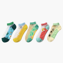 Load image into Gallery viewer, 5 Pairs Young Girl Funny Cute Fashion Colorful Candy Dot Red Lips Wave Socks Sweet Women Thin Summer Ankle Crystal Sheer Socks For Women
