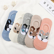 Load image into Gallery viewer, 5 Pairs/Lot Cute Harajuku Animal Women Socks Set Funny Spring Cat Dog Rabbit Panda Low Cut Short Sock Happy
