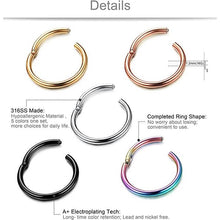 Load image into Gallery viewer, 5-Piece: Stainless Steel Septum Piercing Nose Hoop Ring
