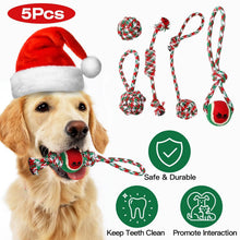 Load image into Gallery viewer, 5-Pieces: Christmas Dog Rope Chew Toys
