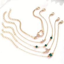 Load image into Gallery viewer, 5-Pieces: Love Full Throw Diamond Shining Infinite Symbol Geometry Green Rhinestone Bracelet Set
