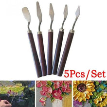 Load image into Gallery viewer, 5-Pieces: Palette Steel Oil For Professional Stainless Knife Tool Painting Spatula
