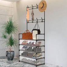 Load image into Gallery viewer, 5-Tier Dustproof Entryway Hall Tree Coat and Shoe Rack
