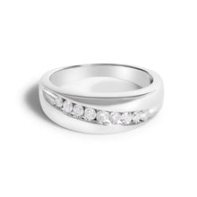 Load image into Gallery viewer, Men's.925 Sterling Silver 1/2 Cttw Diamond 9 Stone Band Ring - Size 10
