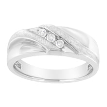 Load image into Gallery viewer, 10K White Gold 1/10 Cttw Diamond Men's Three Stone Channel Set Diamond Wedding Ring (I-J Color, I1-I2 Clarity) - Size 10
