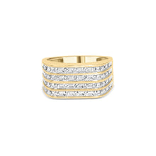 Load image into Gallery viewer, 10K Yellow Gold 1.00 Cttw Diamond Multi Row Mens Ring Band
