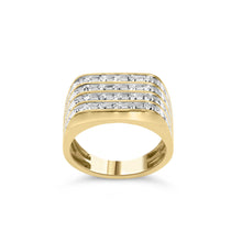 Load image into Gallery viewer, 10K Yellow Gold 1.00 Cttw Diamond Multi Row Mens Ring Band
