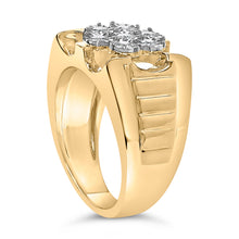 Load image into Gallery viewer, Men's 14K Yellow Gold Plated .925 Sterling Silver 1/3 Cttw Miracle-Set Floral Diamond Cluster Ring (I-J Color, I1-I2 Clarity) - Size 10
