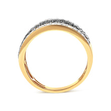 Load image into Gallery viewer, 14K Yellow Gold Plated .925 Sterling Silver 1 1/4 Cttw White and Black Treated Diamond Multi Row Band (Black/I-J Color, I2-I3 Clarity) - Size 10
