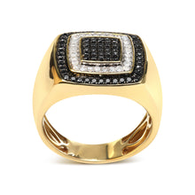Load image into Gallery viewer, Men's 10K Yellow Gold 3/4 Cttw White and Black Treated Diamond Ring Band (Black / I-J Color, I2-I3 Clarity) - Size 10
