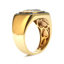 Load image into Gallery viewer, Men's 10K Yellow Gold 3/4 Cttw White and Black Treated Diamond Ring Band (Black / I-J Color, I2-I3 Clarity) - Size 10
