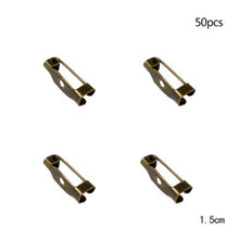 Load image into Gallery viewer, 50 Pcs/Lot 15 20 25 30 35 mm 40mm Brooch Clip Base Pin Safety Pin Brooch Set Blank Base For Jewelry Making Supplies Bar Pins Brooch Pin Backs Safety Clasp Gold and Silver Safety Pins
