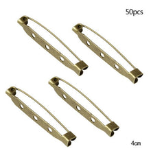 Load image into Gallery viewer, 50 Pcs/Lot 15 20 25 30 35 mm 40mm Brooch Clip Base Pin Safety Pin Brooch Set Blank Base For Jewelry Making Supplies Bar Pins Brooch Pin Backs Safety Clasp Gold and Silver Safety Pins

