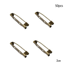 Load image into Gallery viewer, 50 Pcs/Lot 15 20 25 30 35 mm 40mm Brooch Clip Base Pin Safety Pin Brooch Set Blank Base For Jewelry Making Supplies Bar Pins Brooch Pin Backs Safety Clasp Gold and Silver Safety Pins

