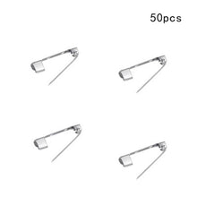 Load image into Gallery viewer, 50 Pcs/Lot 15 20 25 30 35 mm 40mm Brooch Clip Base Pin Safety Pin Brooch Set Blank Base For Jewelry Making Supplies Bar Pins Brooch Pin Backs Safety Clasp Gold and Silver Safety Pins
