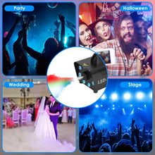 Load image into Gallery viewer, 500W Fog Machine 2000CFM Colorful Smoke Machine with 8-Pieces LEDs 5 Lighting Effects 3-Level Brightness
