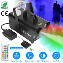 Load image into Gallery viewer, 500W Fog Machine 2000CFM Colorful Smoke Machine with 8-Pieces LEDs 5 Lighting Effects 3-Level Brightness

