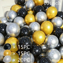Load image into Gallery viewer, 50/15pcs 10inch Gold Silver Black Metal Latex Confetti Balloons For Wedding Decorations  Birthday Party Decorations Bridal Showers Baby Showers
