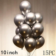 Load image into Gallery viewer, 50/15pcs 10inch Gold Silver Black Metal Latex Confetti Balloons For Wedding Decorations  Birthday Party Decorations Bridal Showers Baby Showers
