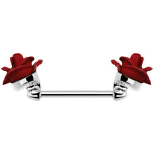 Load image into Gallery viewer, 14G Glorious Metallic Red Rose Flower Nipple Barbell Set
