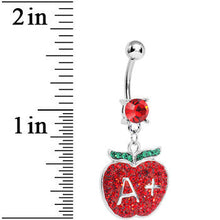 Load image into Gallery viewer, Red Gem Teacher Gets an Apple Dangle Belly Ring
