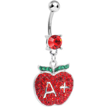 Load image into Gallery viewer, Red Gem Teacher Gets an Apple Dangle Belly Ring
