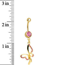 Load image into Gallery viewer, Pink Gem Gold Plated Breathtaking Butterfly Dangle Belly Ring
