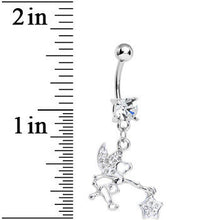Load image into Gallery viewer, Crystalline Gem Chasing a Star Fairy Dangle Belly Ring
