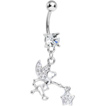 Load image into Gallery viewer, Crystalline Gem Chasing a Star Fairy Dangle Belly Ring
