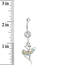 Load image into Gallery viewer, Clear Gem Multi Colored Tutu Ballerina Dangle Belly Ring
