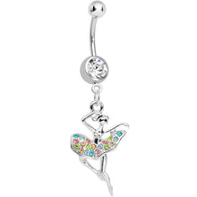 Load image into Gallery viewer, Clear Gem Multi Colored Tutu Ballerina Dangle Belly Ring
