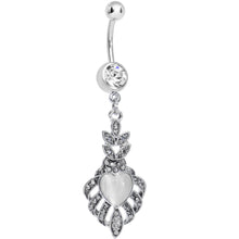 Load image into Gallery viewer, Clear Gem Royal White Heart Dangle Belly Ring
