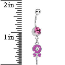 Load image into Gallery viewer, Pink Gem Sweetly Wrapped Pink Lollipop Dangle Belly Ring
