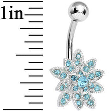Load image into Gallery viewer, Aqua Gem 3D Dazzle Flower Belly Ring

