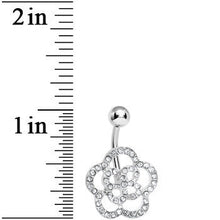 Load image into Gallery viewer, Clear Gem Hollow Buttercup Flower Belly Ring

