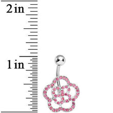 Load image into Gallery viewer, Pink Gem Hollow Buttercup Flower Belly Ring
