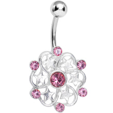 Load image into Gallery viewer, Pink Gem Princess Star Petals Flower Belly Ring
