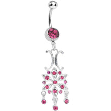 Load image into Gallery viewer, Pink Gem Symmetrical Star Flower Dangle Belly Ring
